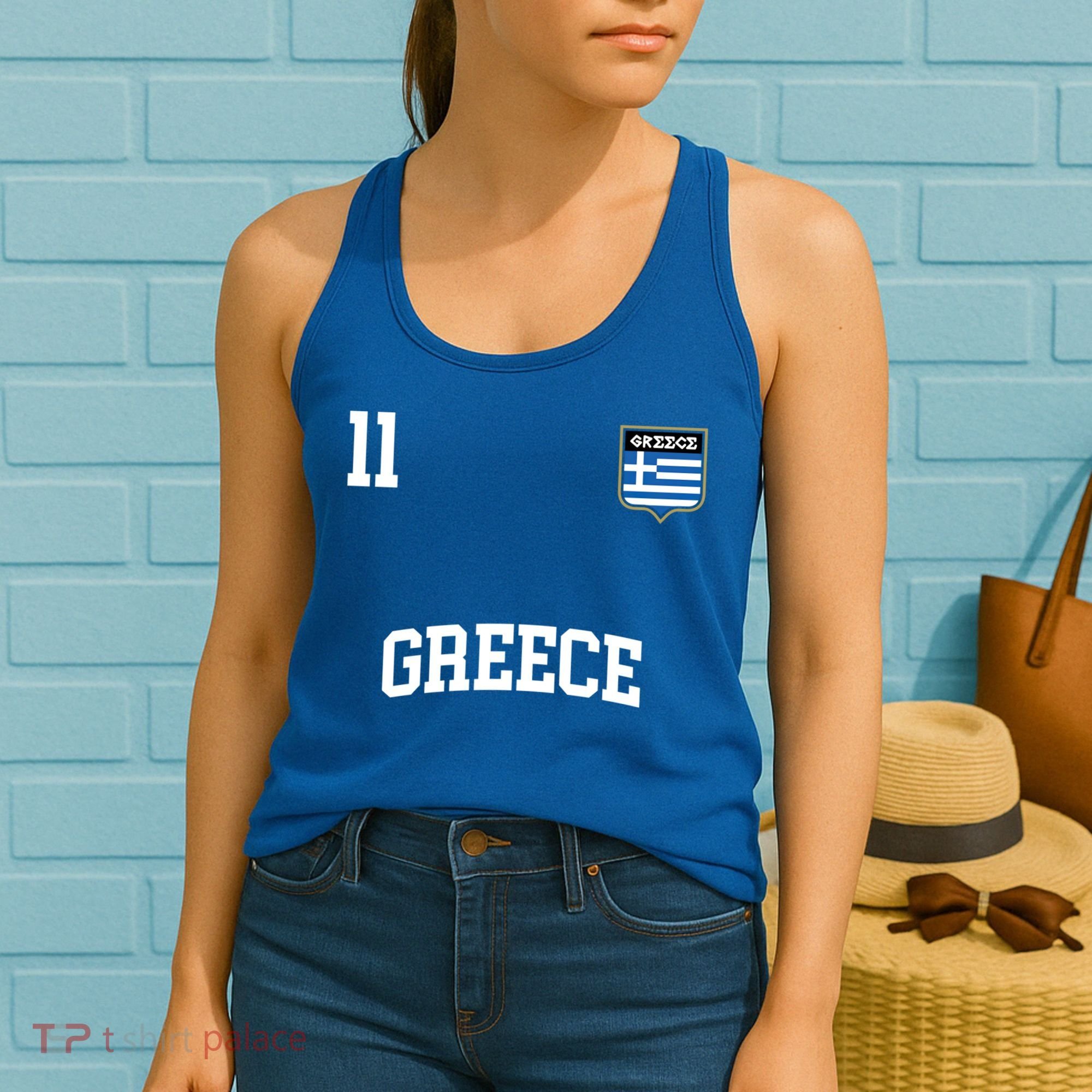 Greece Gift No 11 Greek Flag Football Soccer Team Women's Tank Top