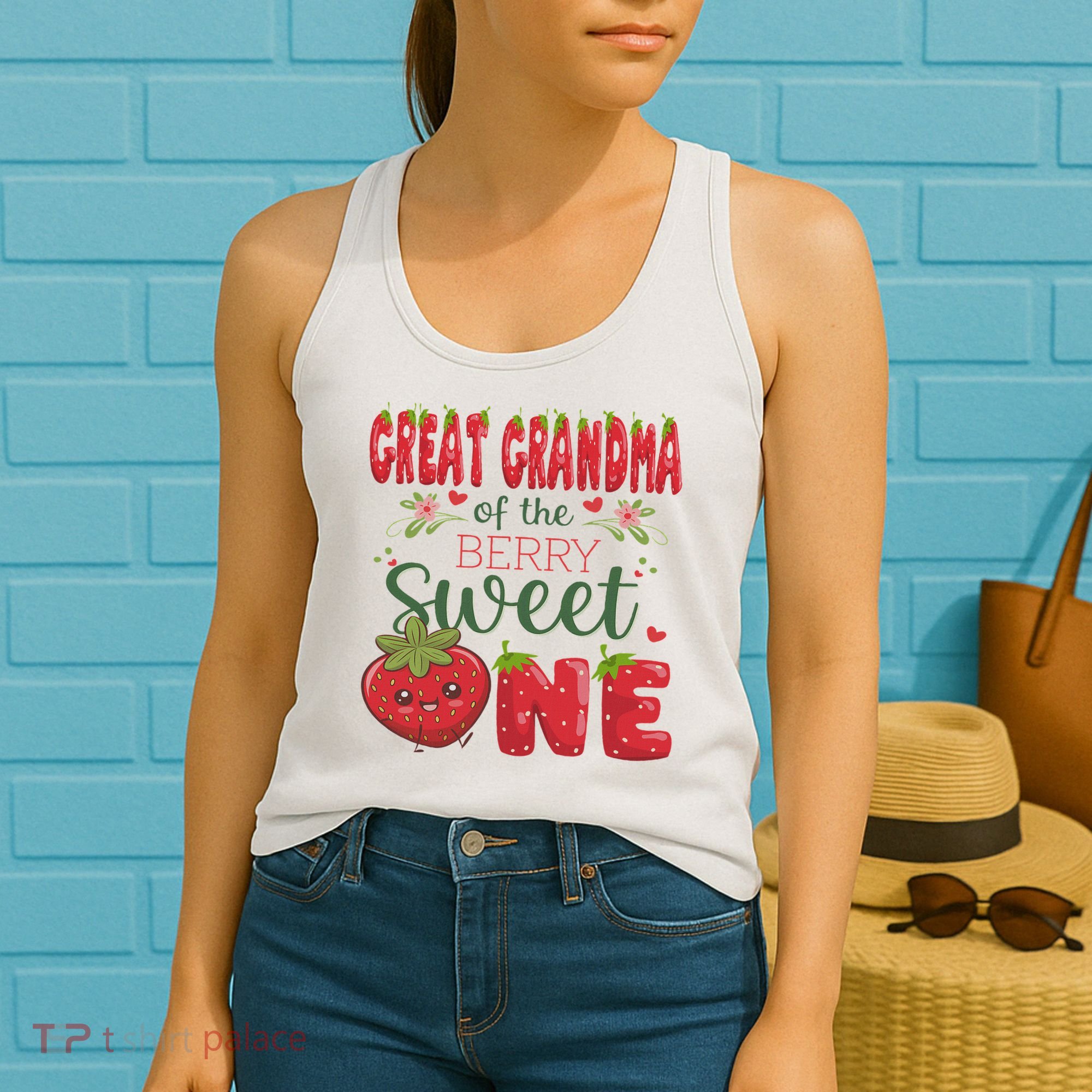 Great Grandma Of The Berry Sweet One 1st Birthday Strawberry Women's Tank Top