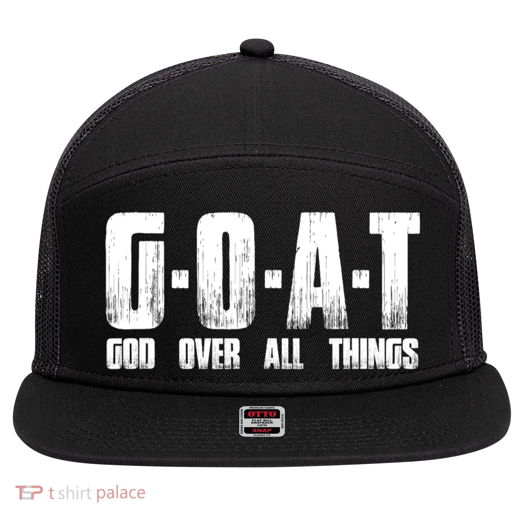 GOAT God Over All Things 7 Panel Mesh Trucker Snapback Hat