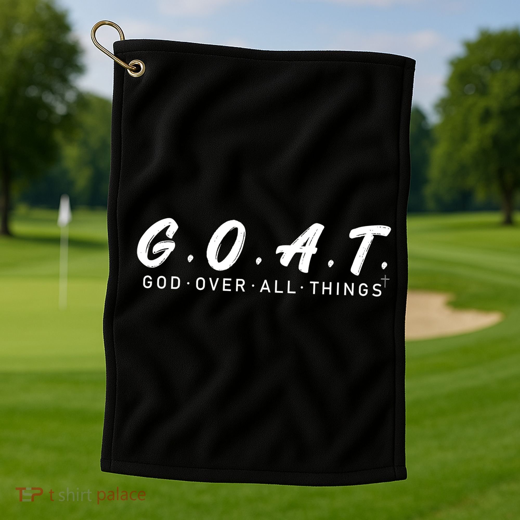 G.O.A.T God Over All Thing Black And White Golf Towel