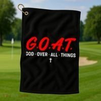 G.O.A.T. God Over All Things Funny Apparel Golf Towel thumb 1