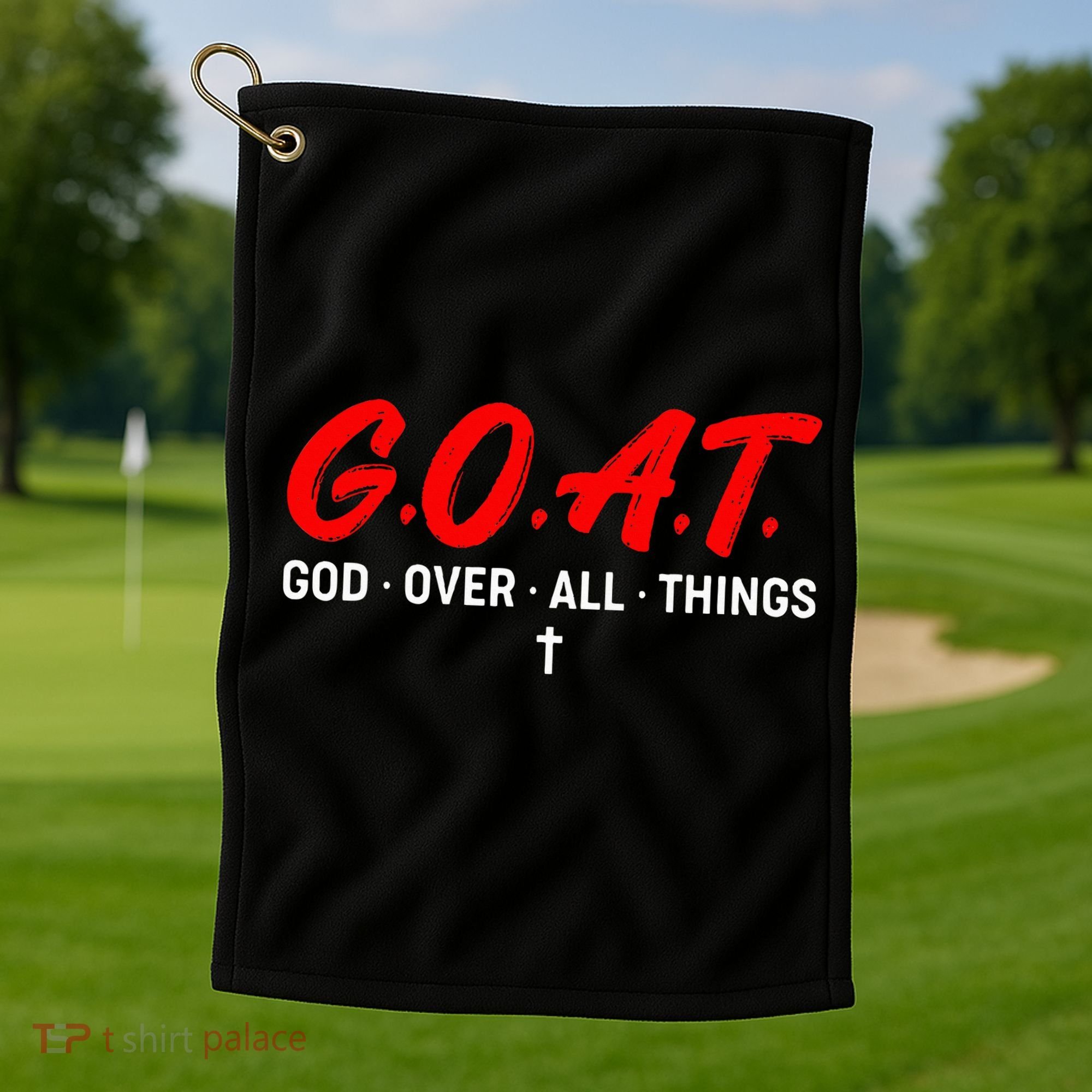 G.O.A.T. God Over All Things Funny Apparel Golf Towel