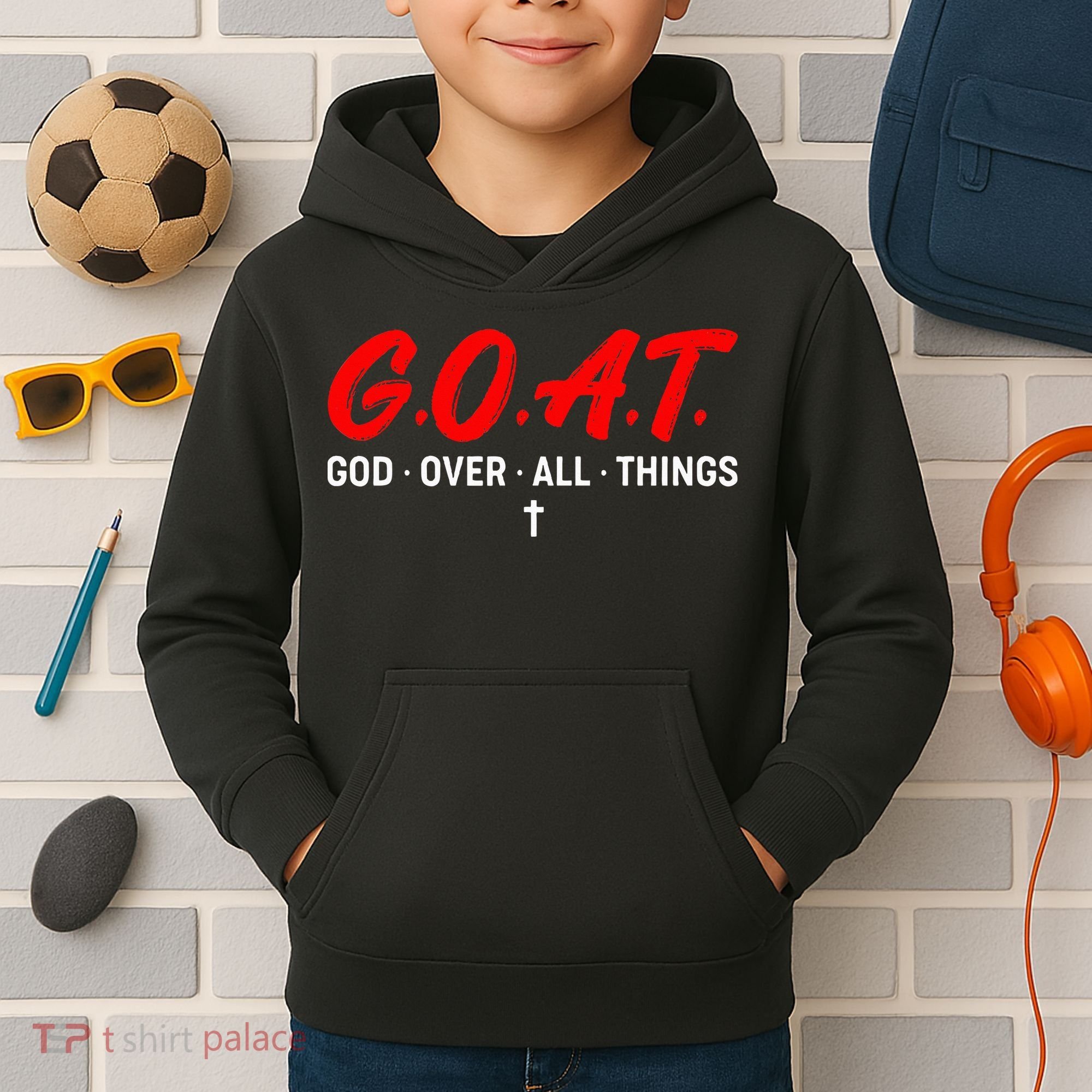 G.O.A.T. God Over All Things Funny Apparel Kids Hoodie