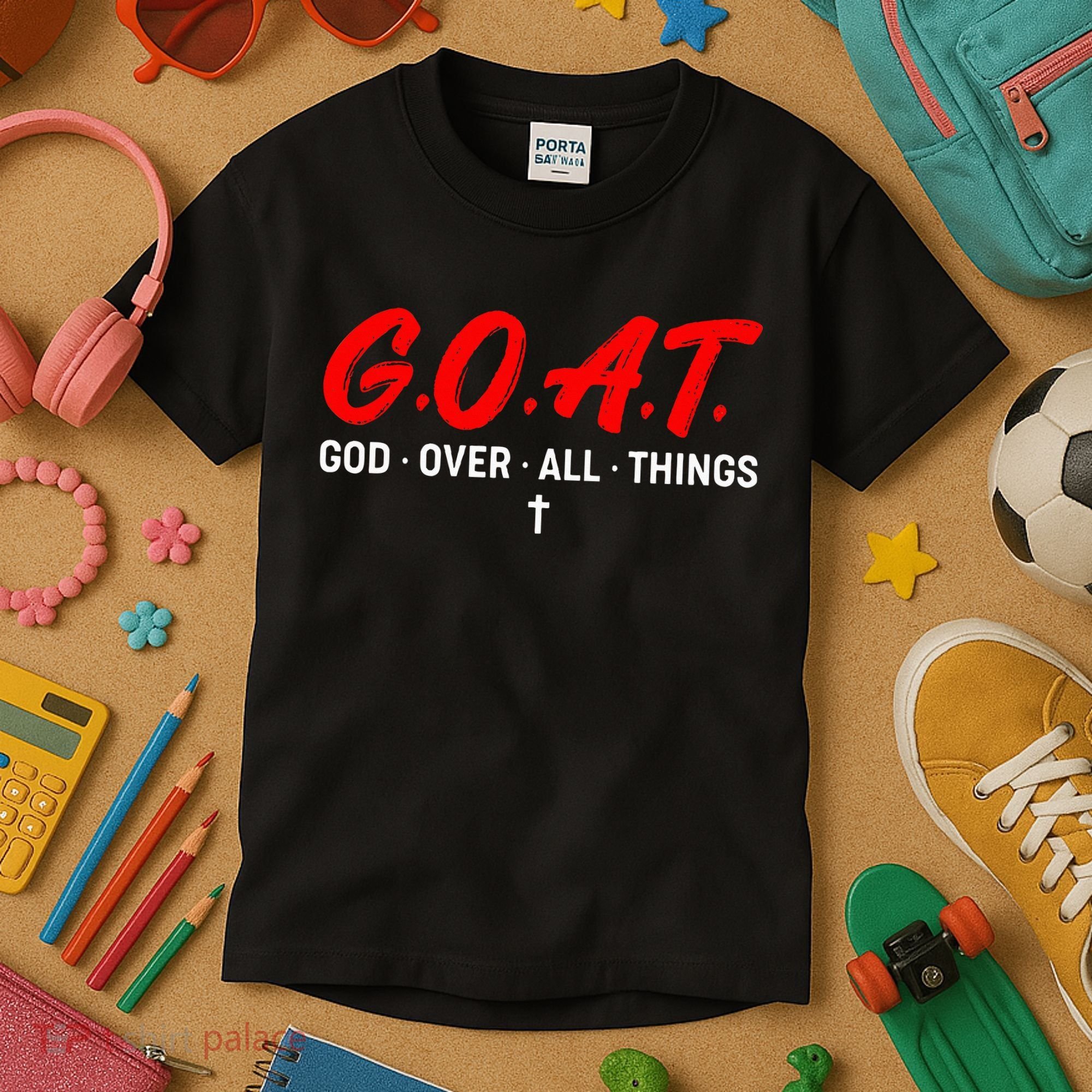 G.O.A.T. God Over All Things Funny Apparel Kids T-Shirt