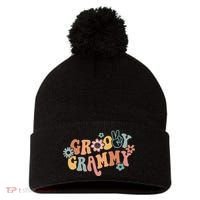 Groovy Grammy One Thankful Grammy Thanksgiving Christmas Pom Pom 12in Knit Beanie thumb 0