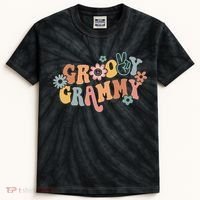 Groovy Grammy One Thankful Grammy Thanksgiving Christmas Kids Tie-Dye T-Shirt thumb 0