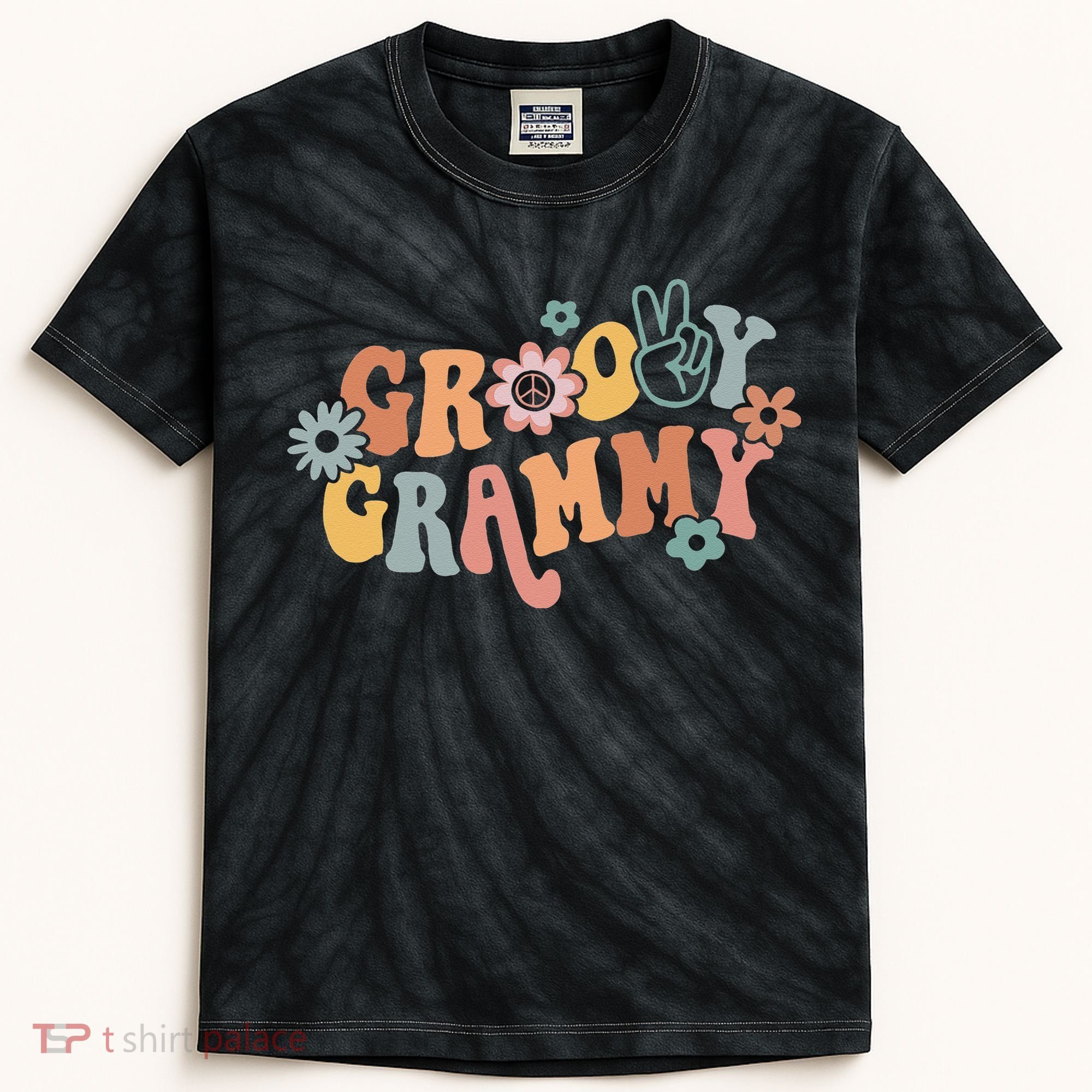 Groovy Grammy One Thankful Grammy Thanksgiving Christmas Kids Tie-Dye T-Shirt