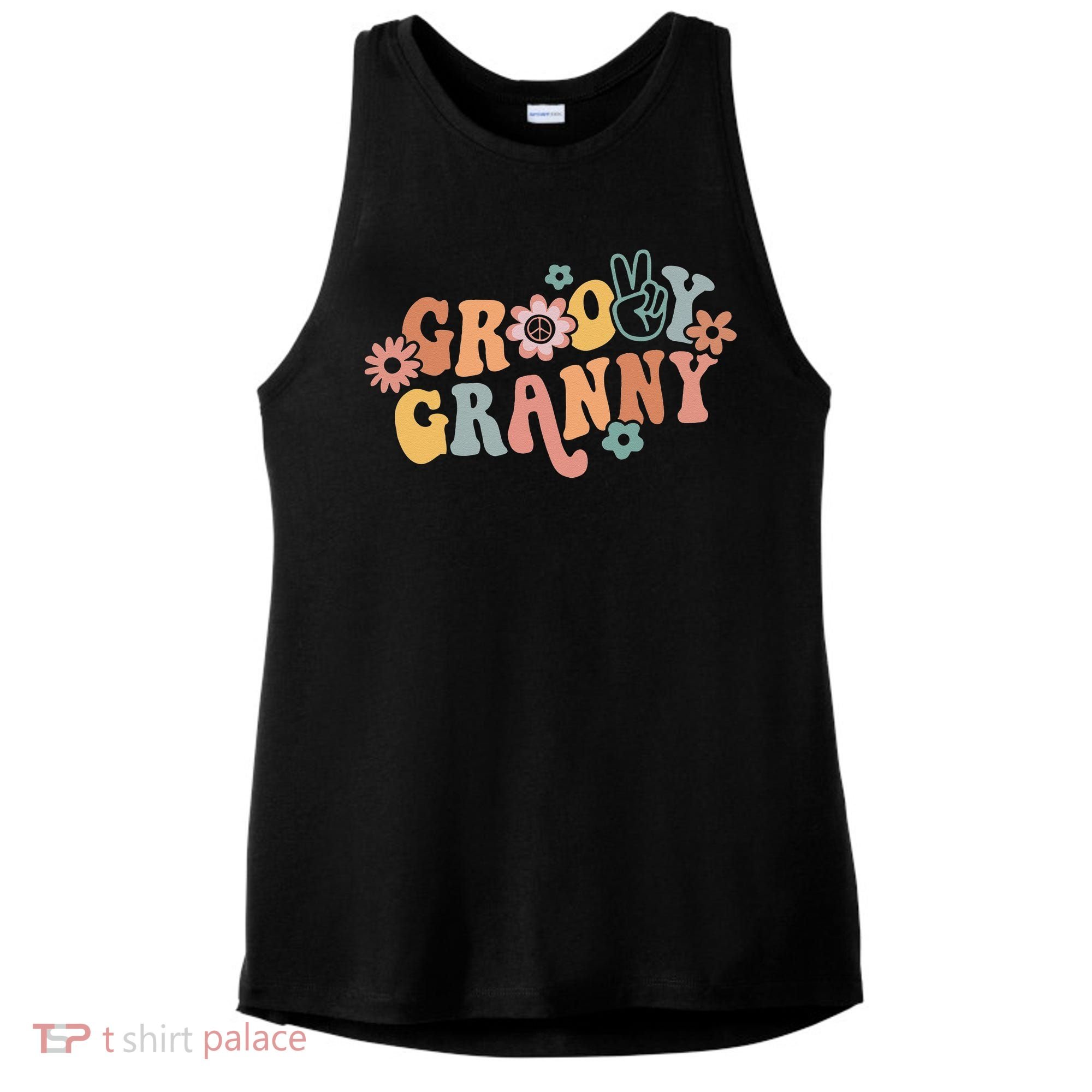 Groovy Granny One Thankful Granny Thanksgiving Christmas Ladies PosiCharge Tri-Blend Wicking Tank