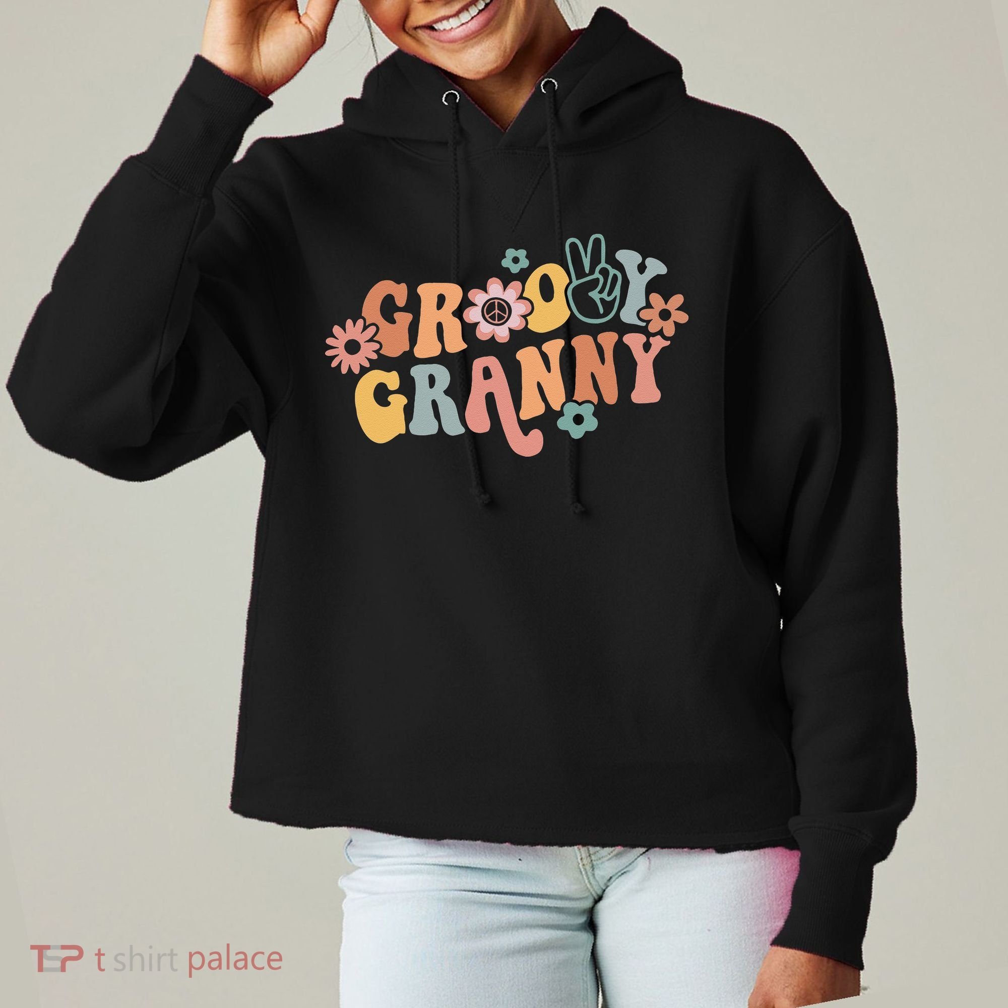 Groovy Granny One Thankful Granny Thanksgiving Christmas Ladies Heavyweight Boxy Pullover Hoodie