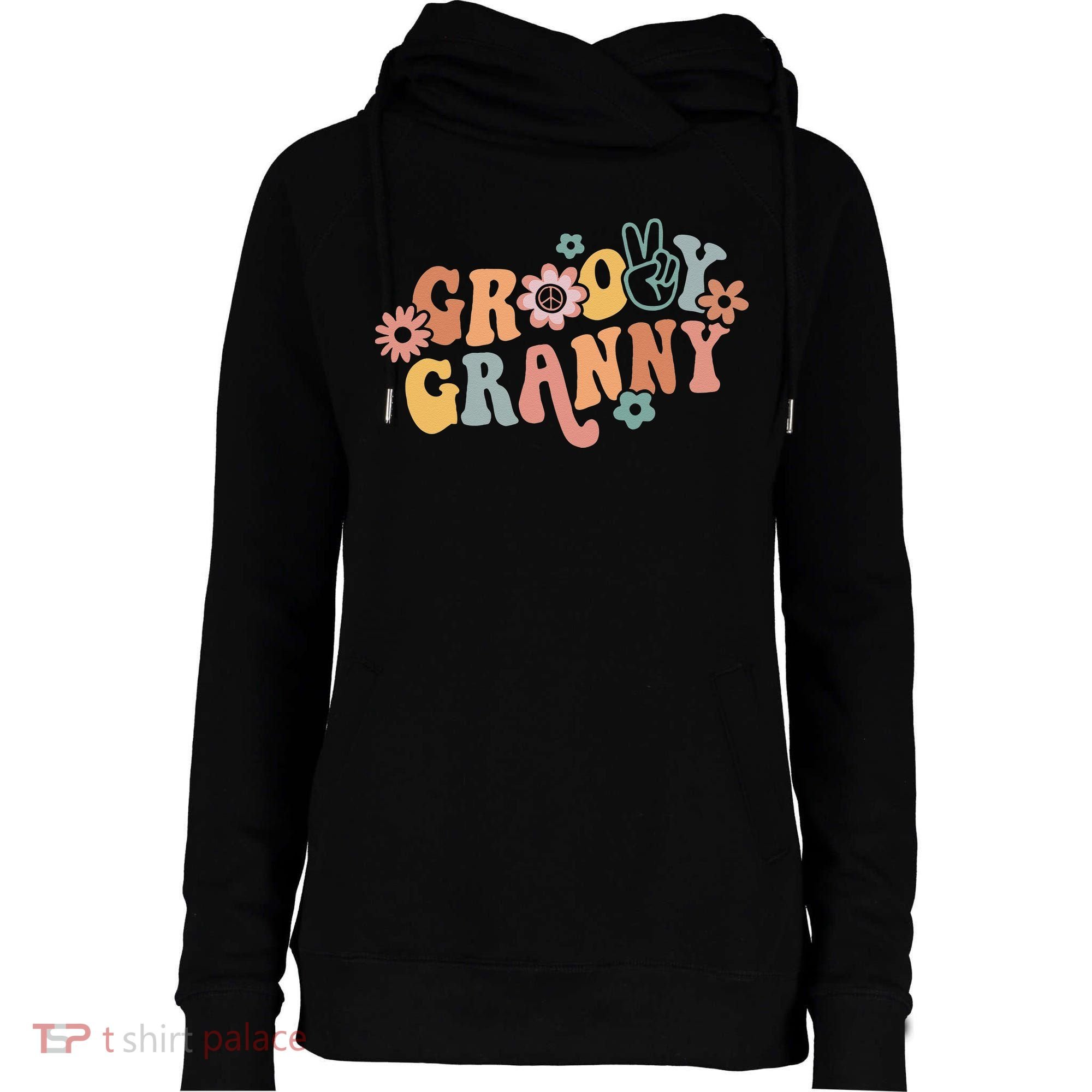 Groovy Granny One Thankful Granny Thanksgiving Christmas Womens Funnel Neck Pullover Hood