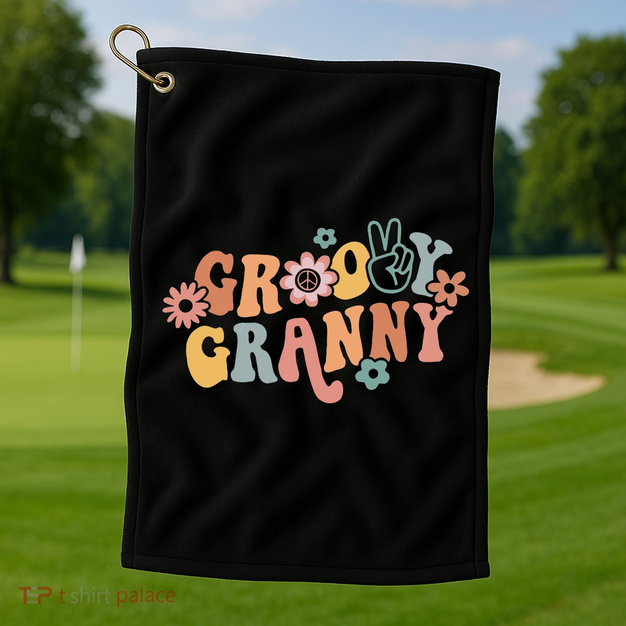 Groovy Granny One Thankful Granny Thanksgiving Christmas Golf Towel