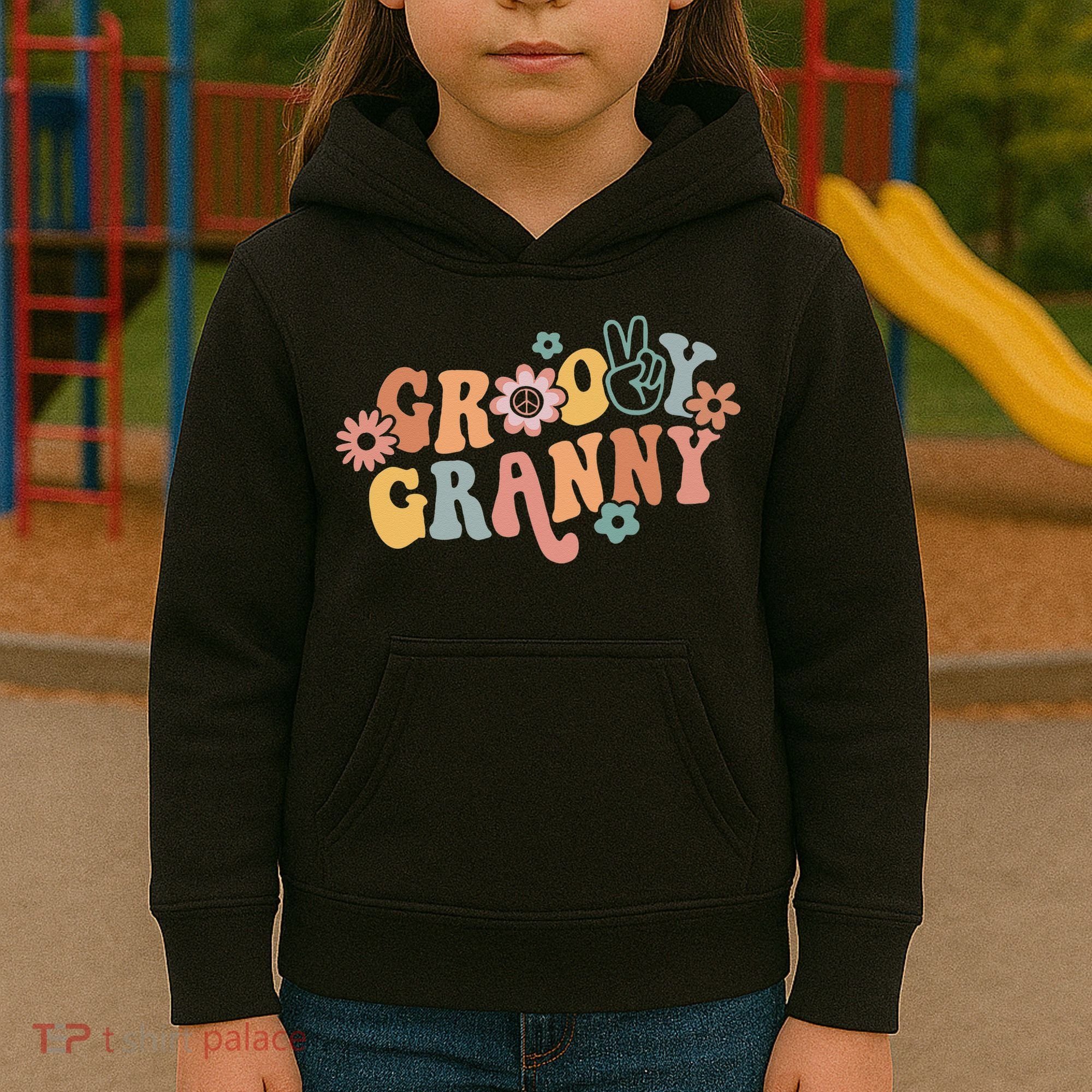 Groovy Granny One Thankful Granny Thanksgiving Christmas Kids Hoodie