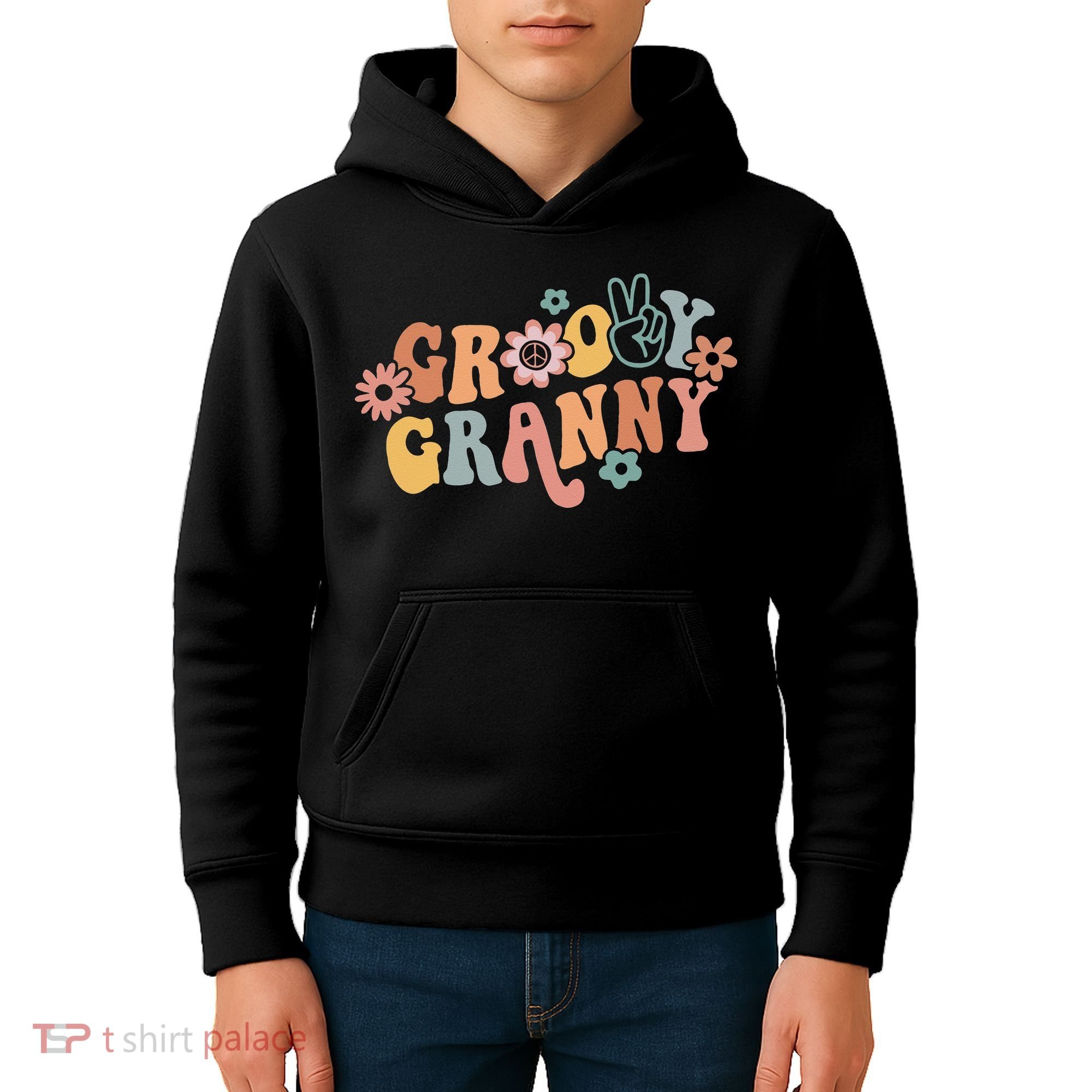 Groovy Granny One Thankful Granny Thanksgiving Christmas Kids Hoodie