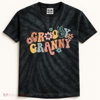 Groovy Granny One Thankful Granny Thanksgiving Christmas Kids Tie-Dye T-Shirt thumb 0