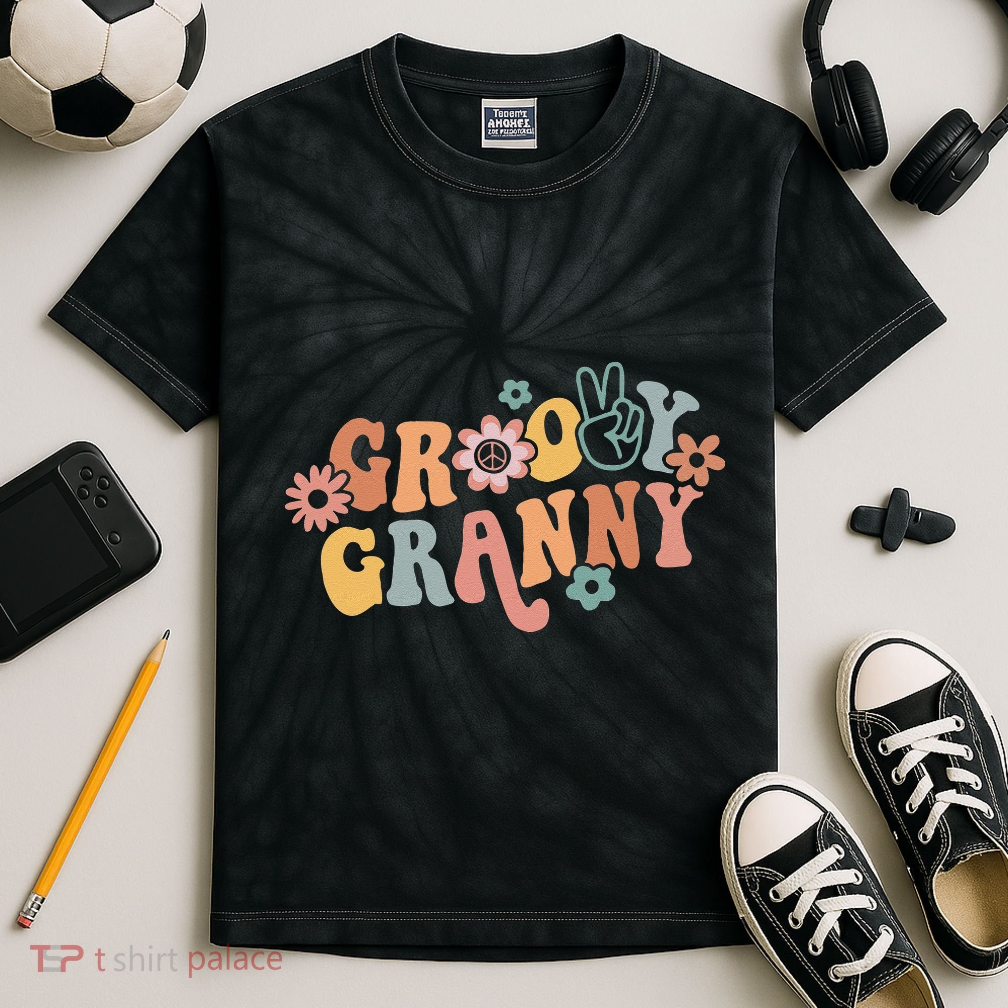 Groovy Granny One Thankful Granny Thanksgiving Christmas Kids Tie-Dye T-Shirt