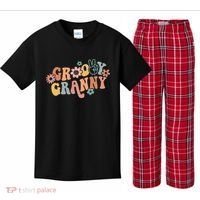 Groovy Granny One Thankful Granny Thanksgiving Christmas Kids Plaid Pajama Set thumb 0