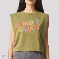 Groovy Granny One Thankful Granny Thanksgiving Christmas Garment-Dyed Women's Muscle Tee thumb 2