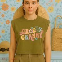 Groovy Granny One Thankful Granny Thanksgiving Christmas Garment-Dyed Women's Muscle Tee thumb 4