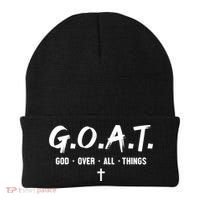 G.O.A.T God Over All Things Cross Christian Faith Beanie thumb 0