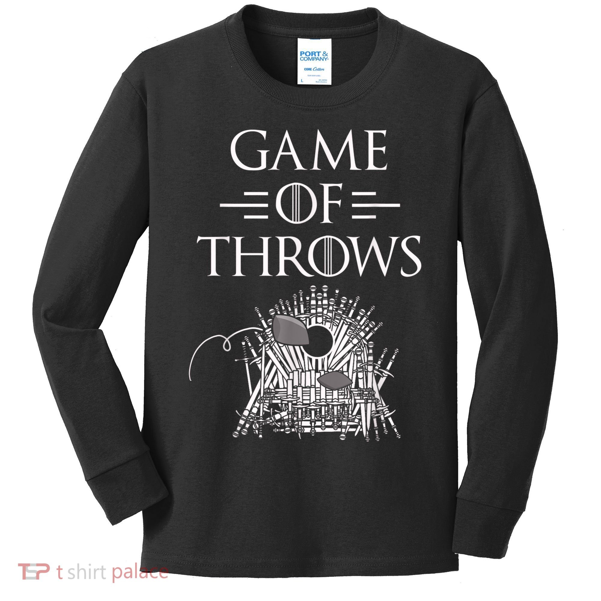 Great Game Of Throws Cornhole Bean Bag Toss Kids Long Sleeve Shirt