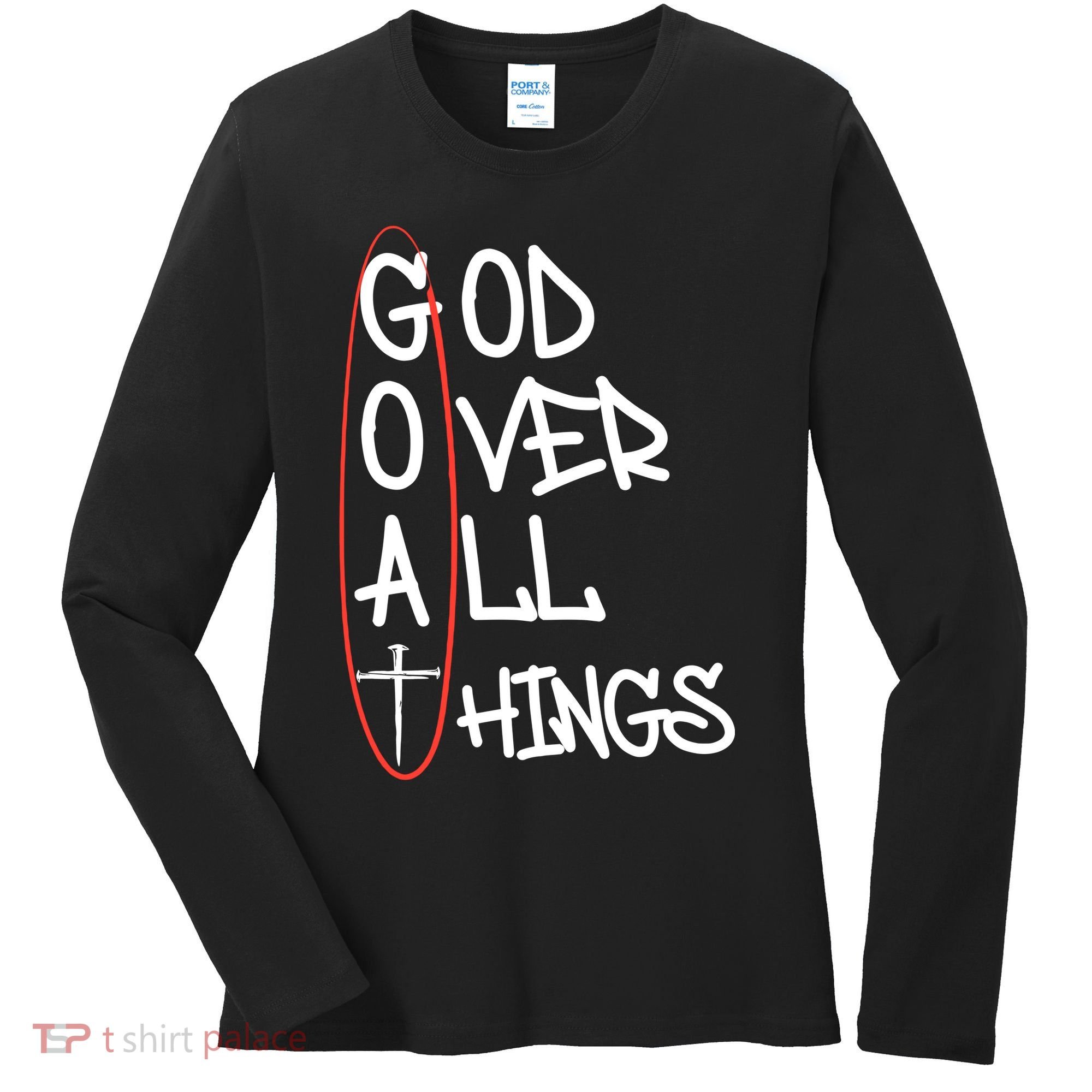 Goat God Over All Things Faith Christian Women's Long Sleeve Shirt