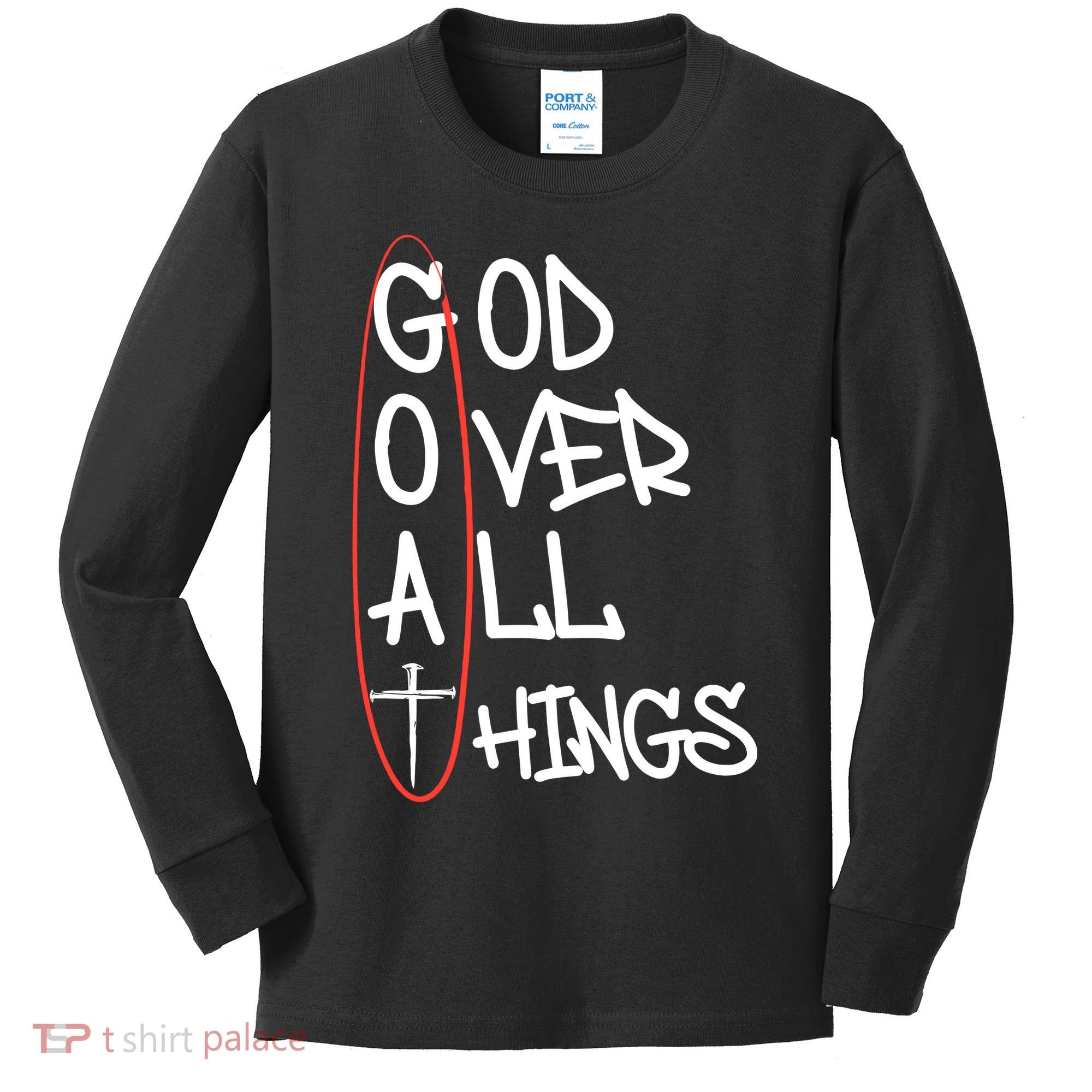 Goat God Over All Things Faith Christian Kids Long Sleeve Shirt