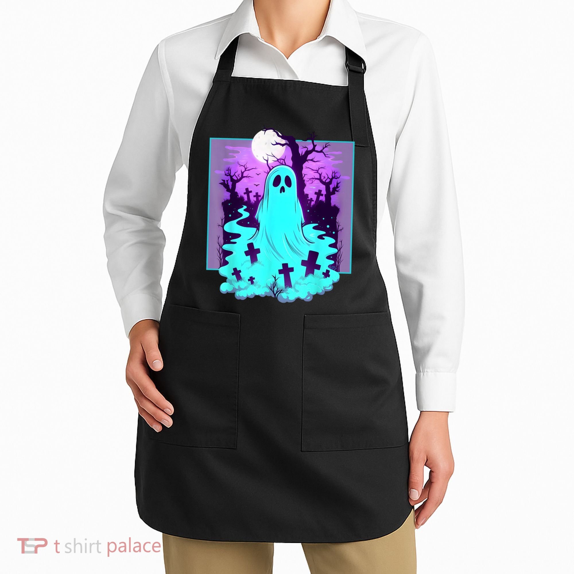 Ghost Graveyard Pastel Goth Cute Spooky Halloween Aesthetic Apron