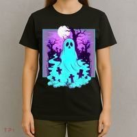 Ghost Graveyard Pastel Goth Cute Spooky Halloween Aesthetic T-Shirt thumb 4