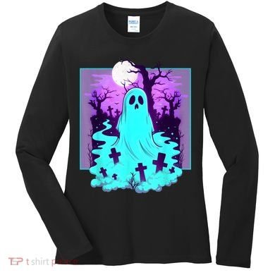 Ghost Graveyard Pastel Goth Cute Spooky Halloween Aesthetic Women's Long Sleeve Shirt