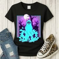 Ghost Graveyard Pastel Goth Cute Spooky Halloween Aesthetic Women's T-Shirt thumb 3