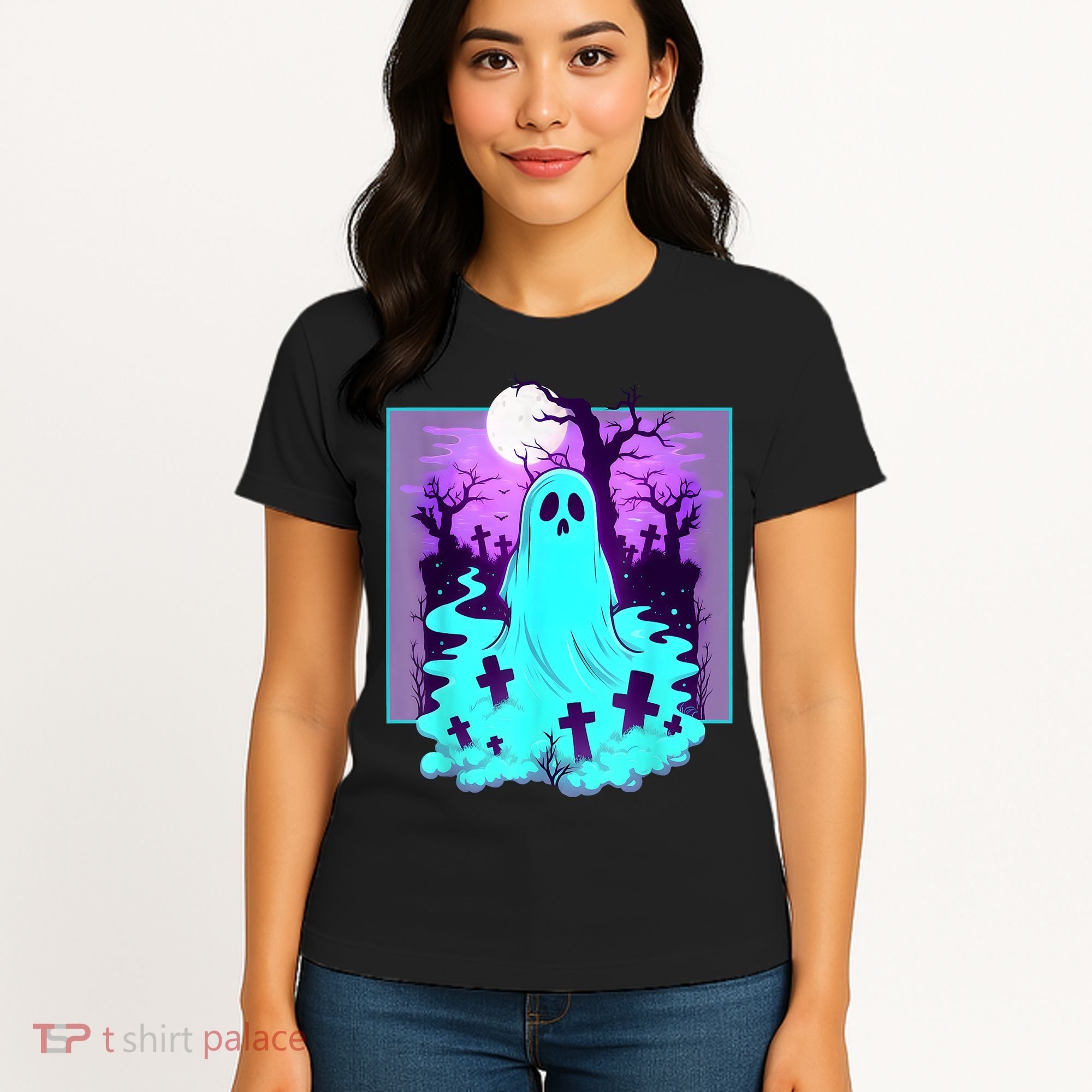 Ghost Graveyard Pastel Goth Cute Spooky Halloween Aesthetic Women's T-Shirt