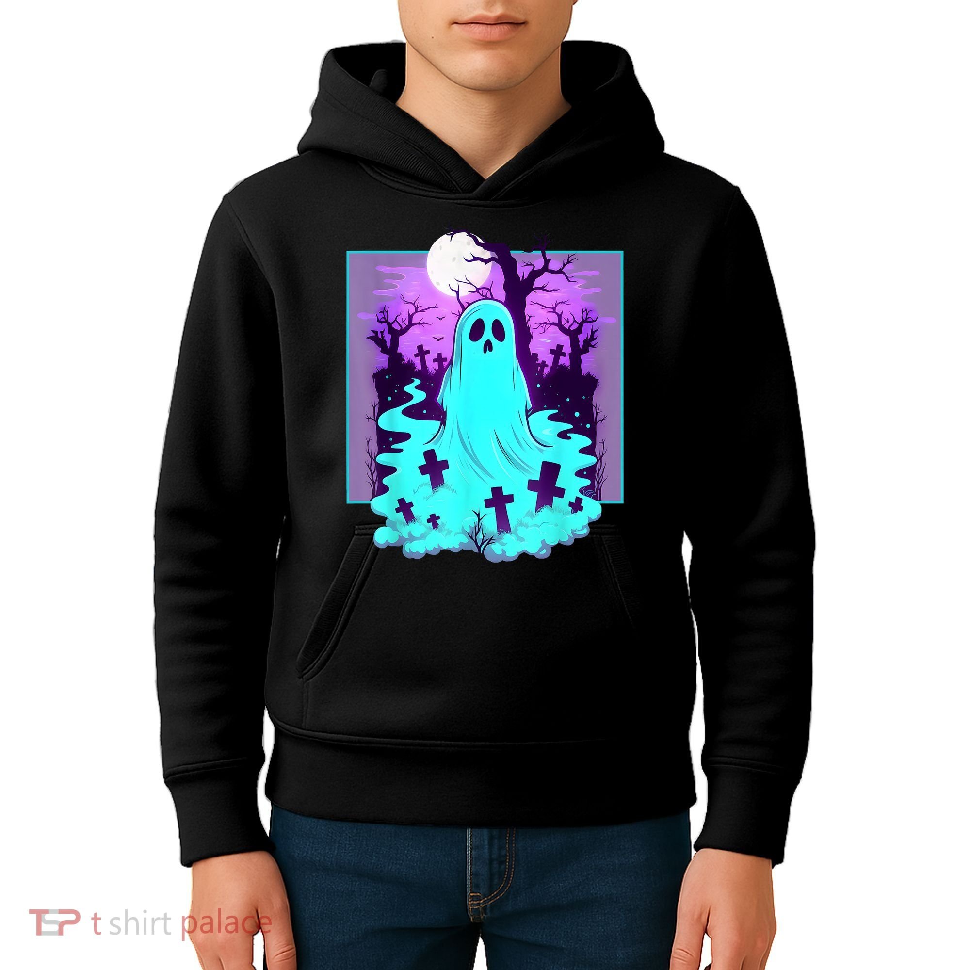 Ghost Graveyard Pastel Goth Cute Spooky Halloween Aesthetic Kids Hoodie
