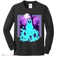 Ghost Graveyard Pastel Goth Cute Spooky Halloween Aesthetic Kids Long Sleeve Shirt thumb 0