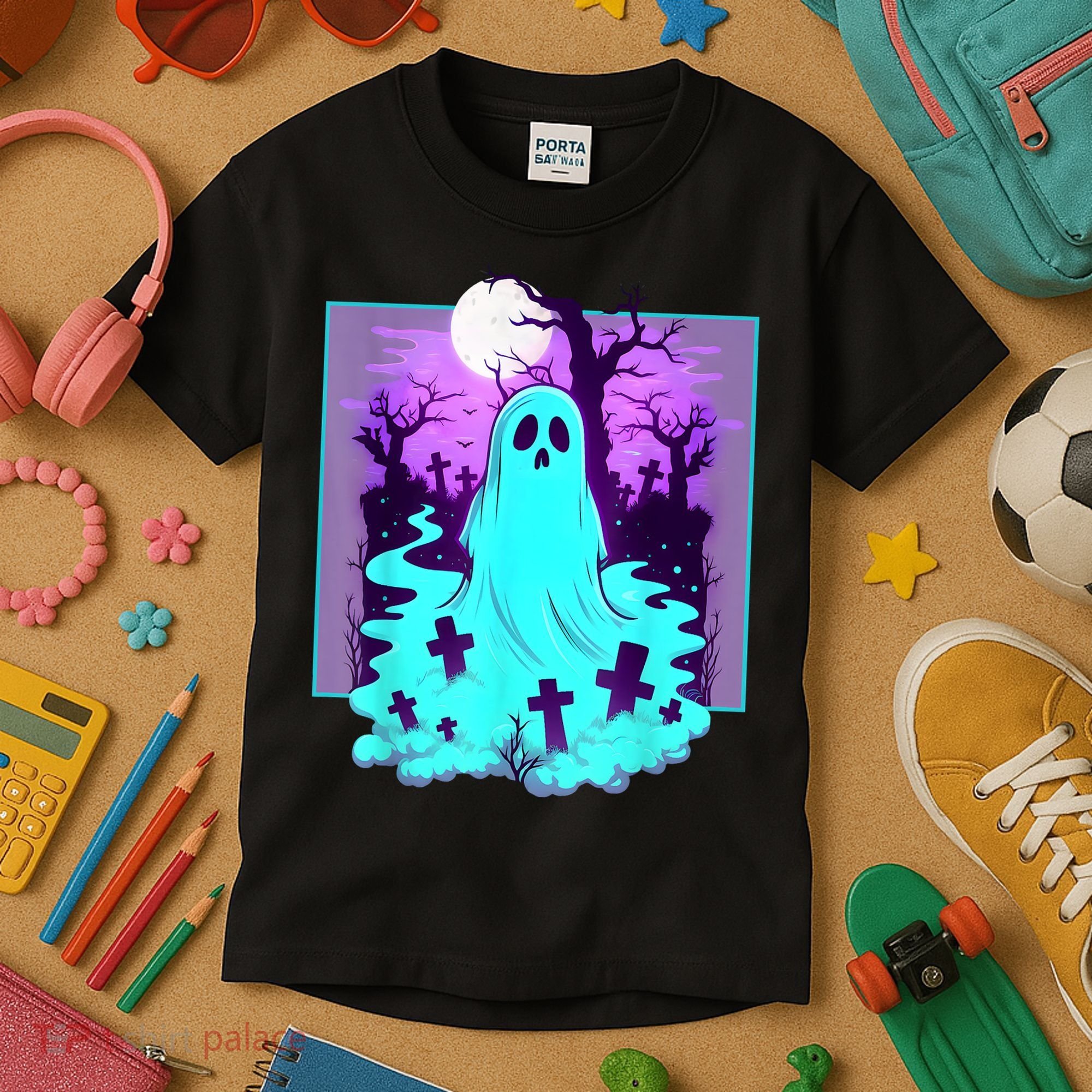 Ghost Graveyard Pastel Goth Cute Spooky Halloween Aesthetic Kids T-Shirt