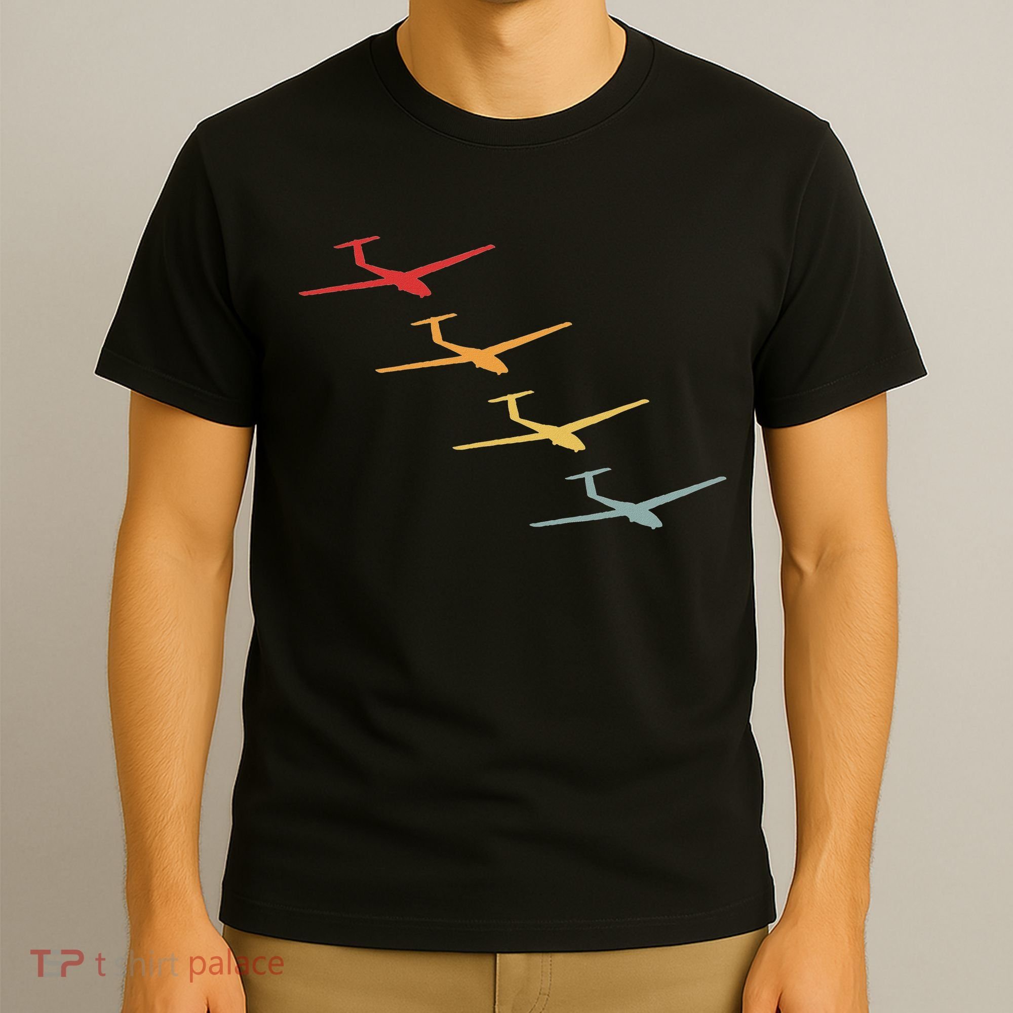 Glider Gliding Plane Retro Sailplane Flying Pilot Aviation T-Shirt