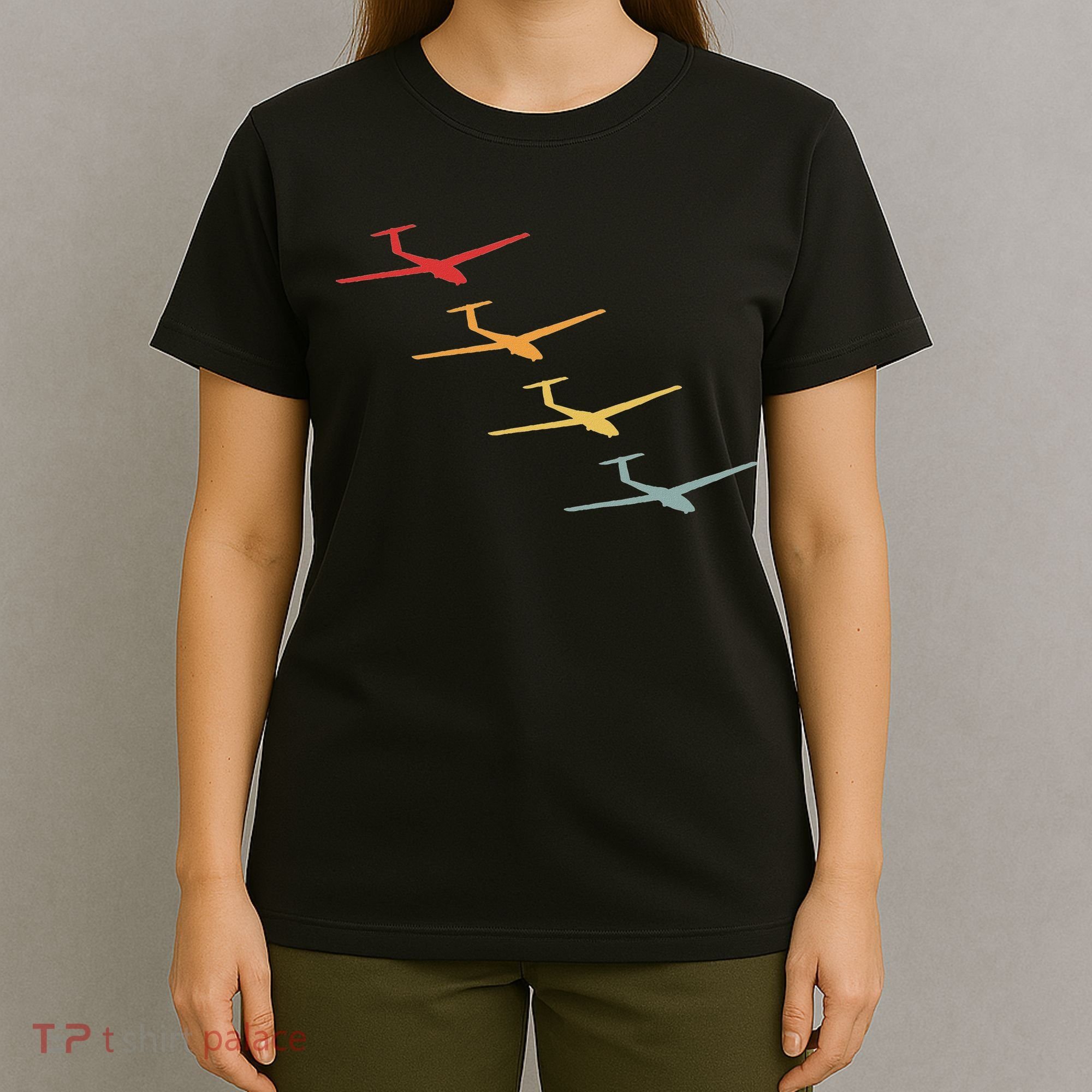 Glider Gliding Plane Retro Sailplane Flying Pilot Aviation T-Shirt
