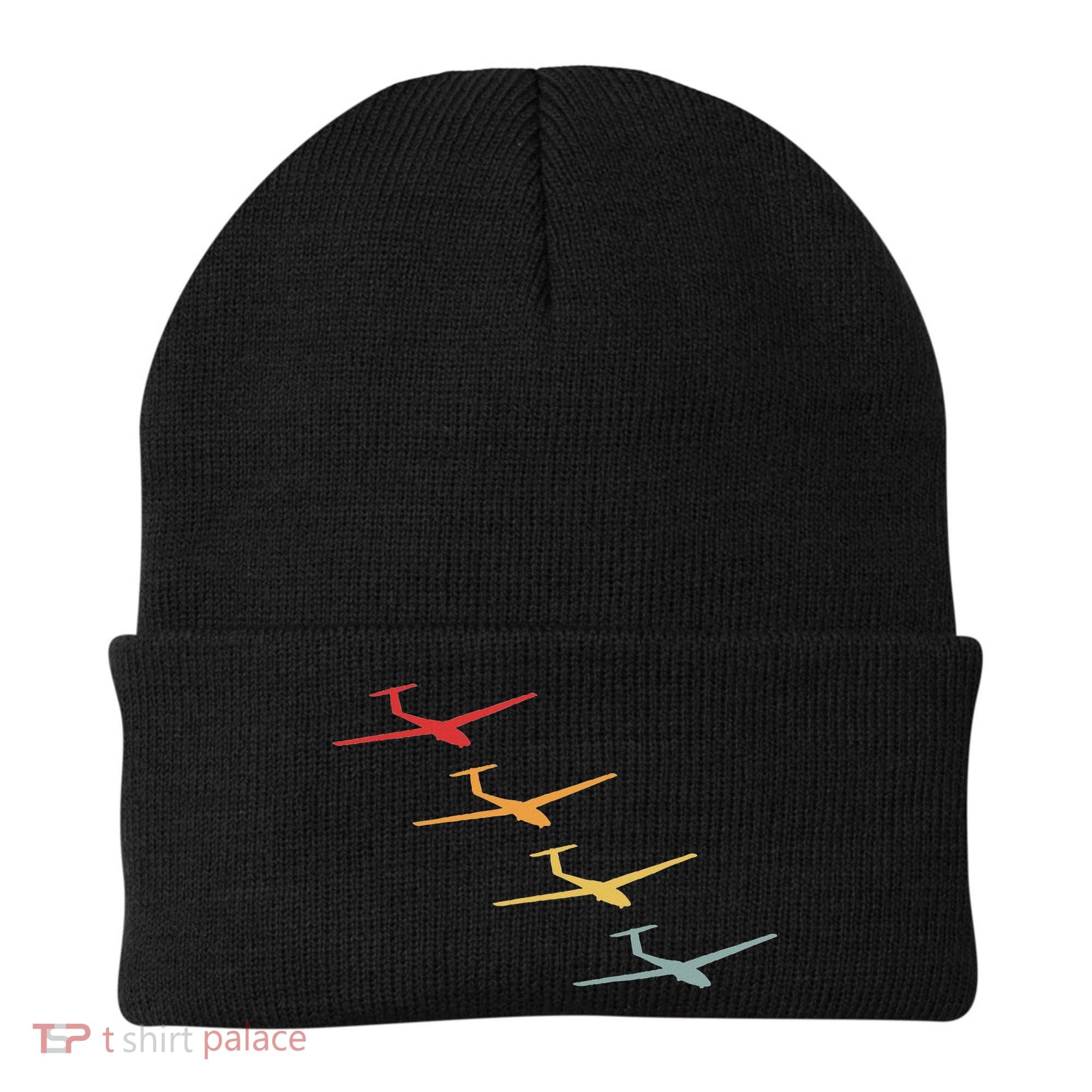 Glider Gliding Plane Retro Sailplane Flying Pilot Aviation Beanie