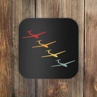Glider Gliding Plane Retro Sailplane Flying Pilot Aviation Coaster thumb 0
