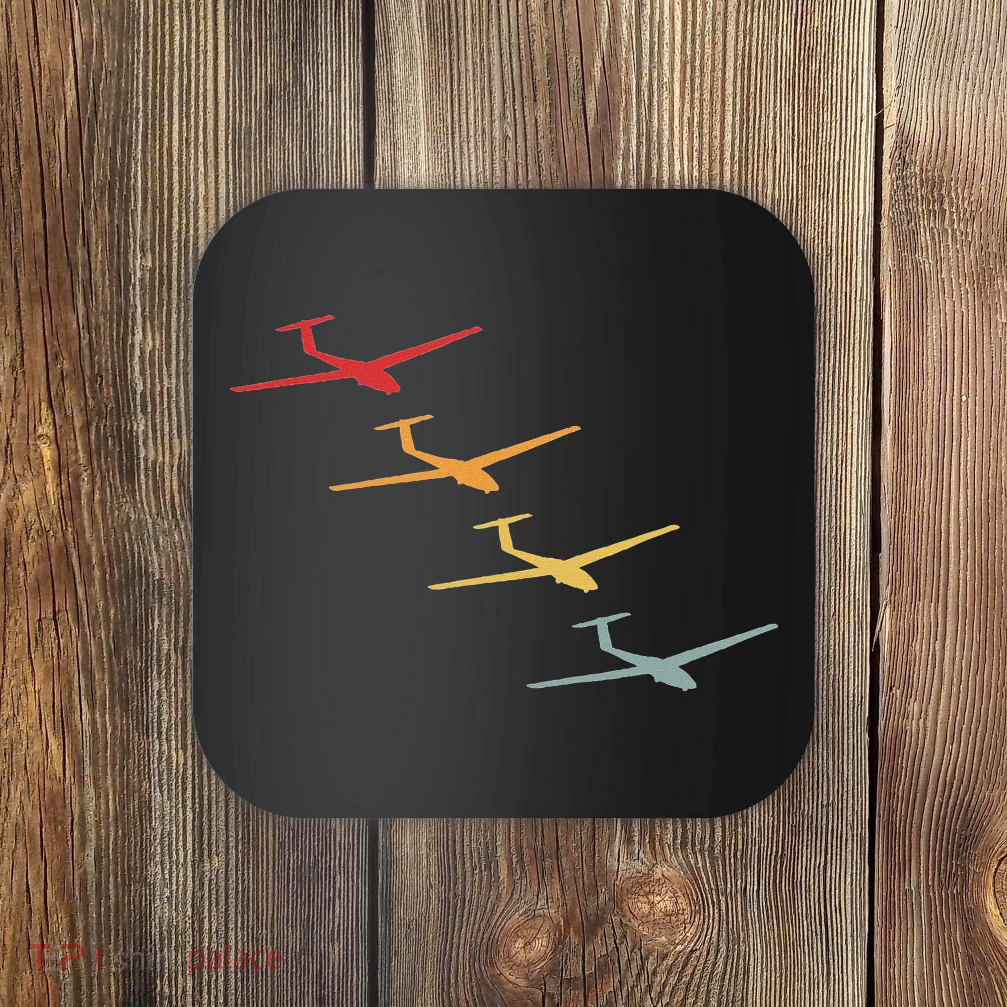 Glider Gliding Plane Retro Sailplane Flying Pilot Aviation Coaster