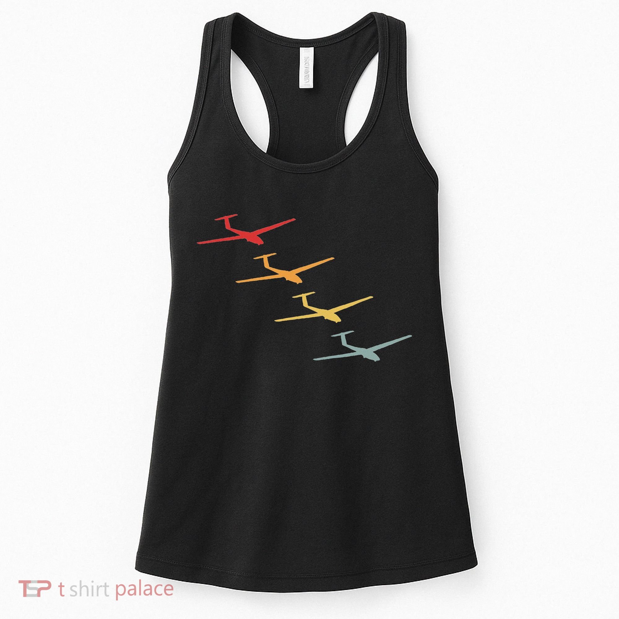 Glider Gliding Plane Retro Sailplane Flying Pilot Aviation Women's Tank Top