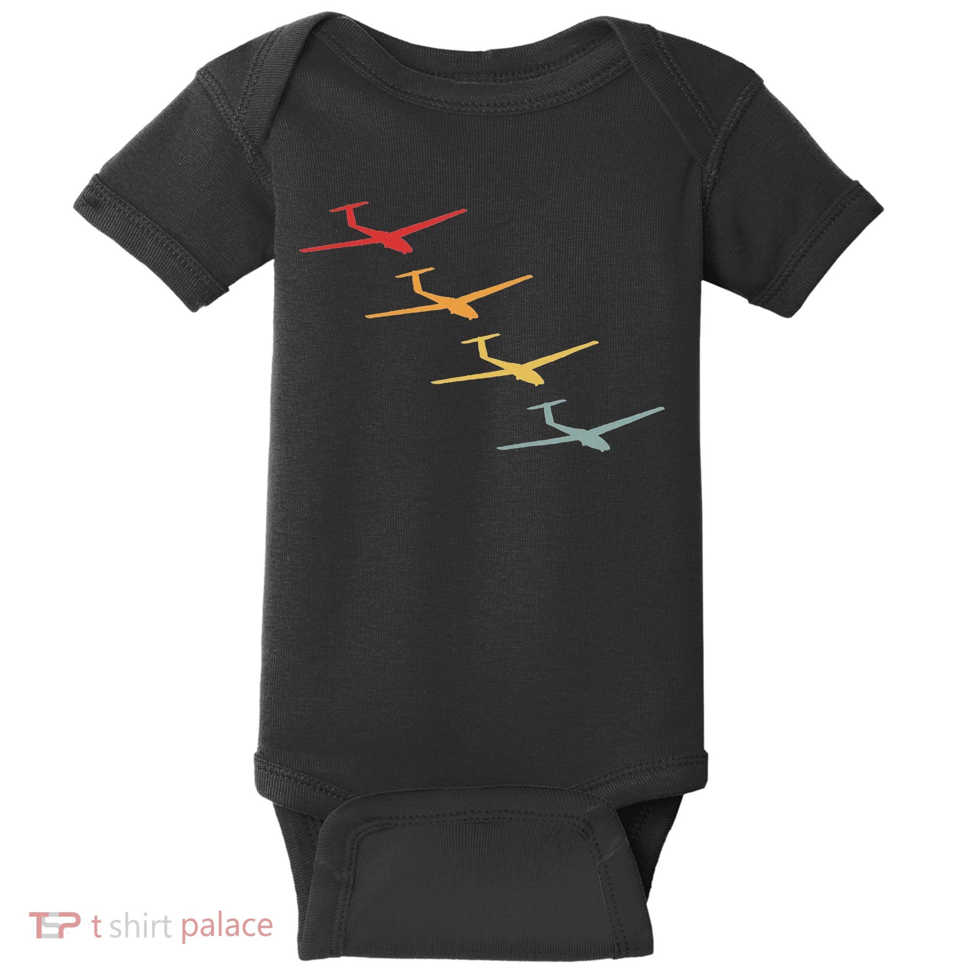 Glider Gliding Plane Retro Sailplane Flying Pilot Aviation Baby Bodysuit