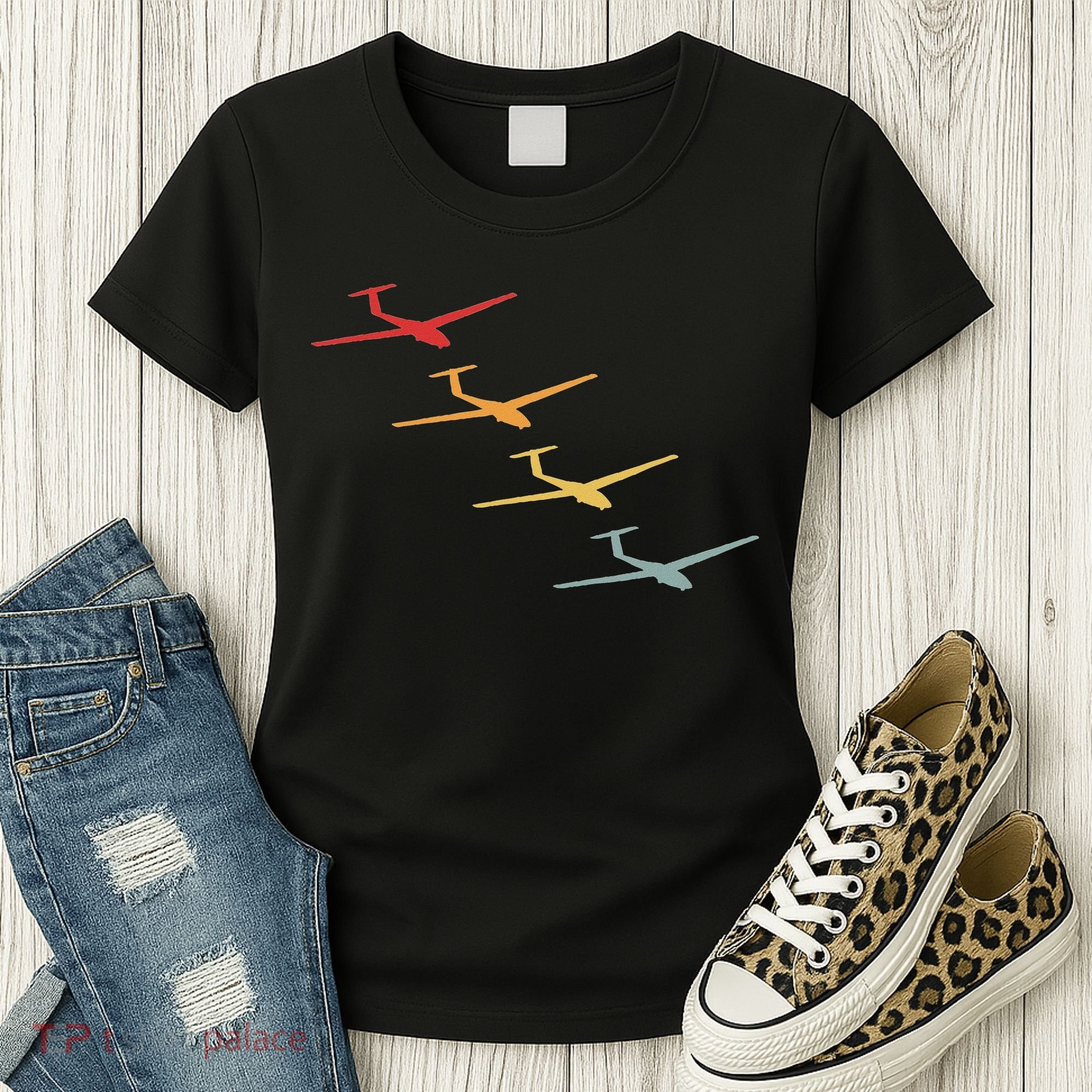 Glider Gliding Plane Retro Sailplane Flying Pilot Aviation Women's T-Shirt