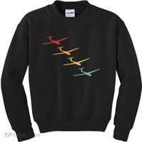 Glider Gliding Plane Retro Sailplane Flying Pilot Aviation Kids Sweatshirt thumb 0