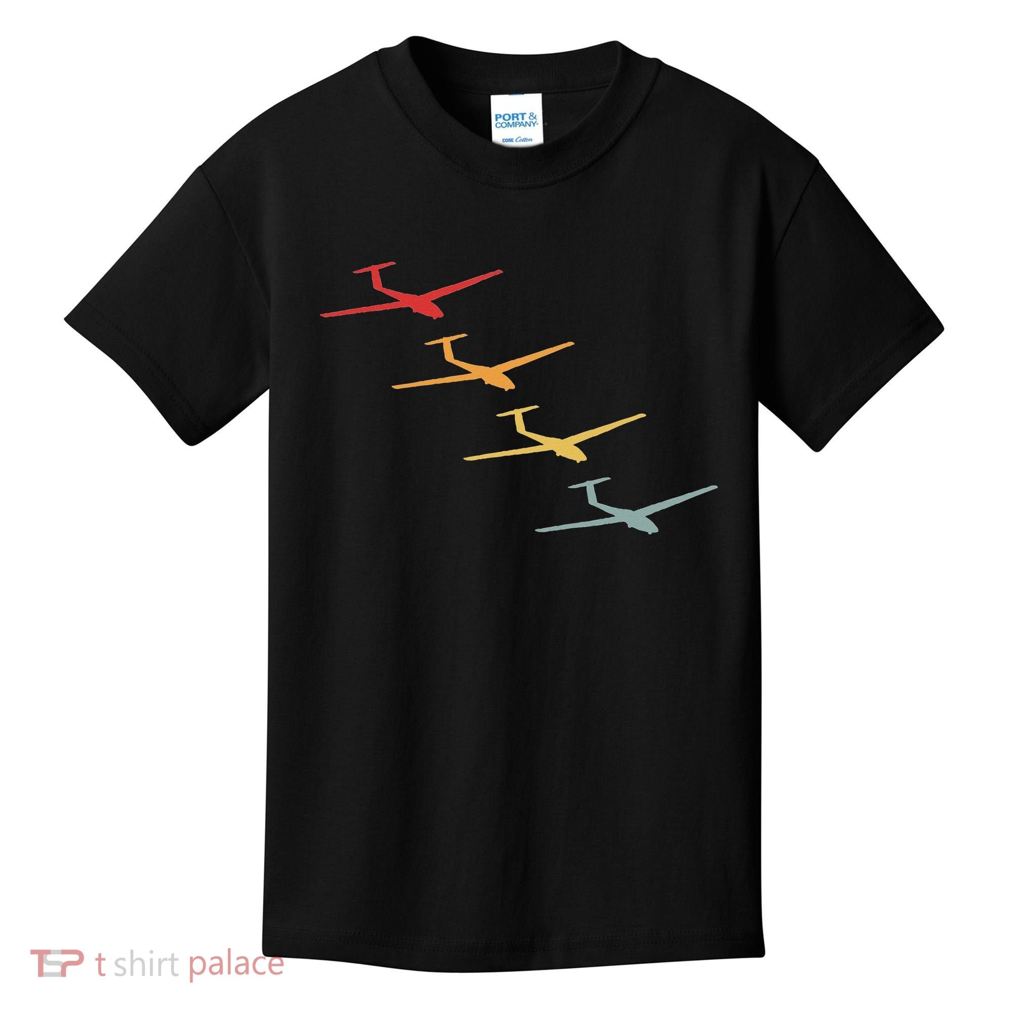 Glider Gliding Plane Retro Sailplane Flying Pilot Aviation Kids T-Shirt