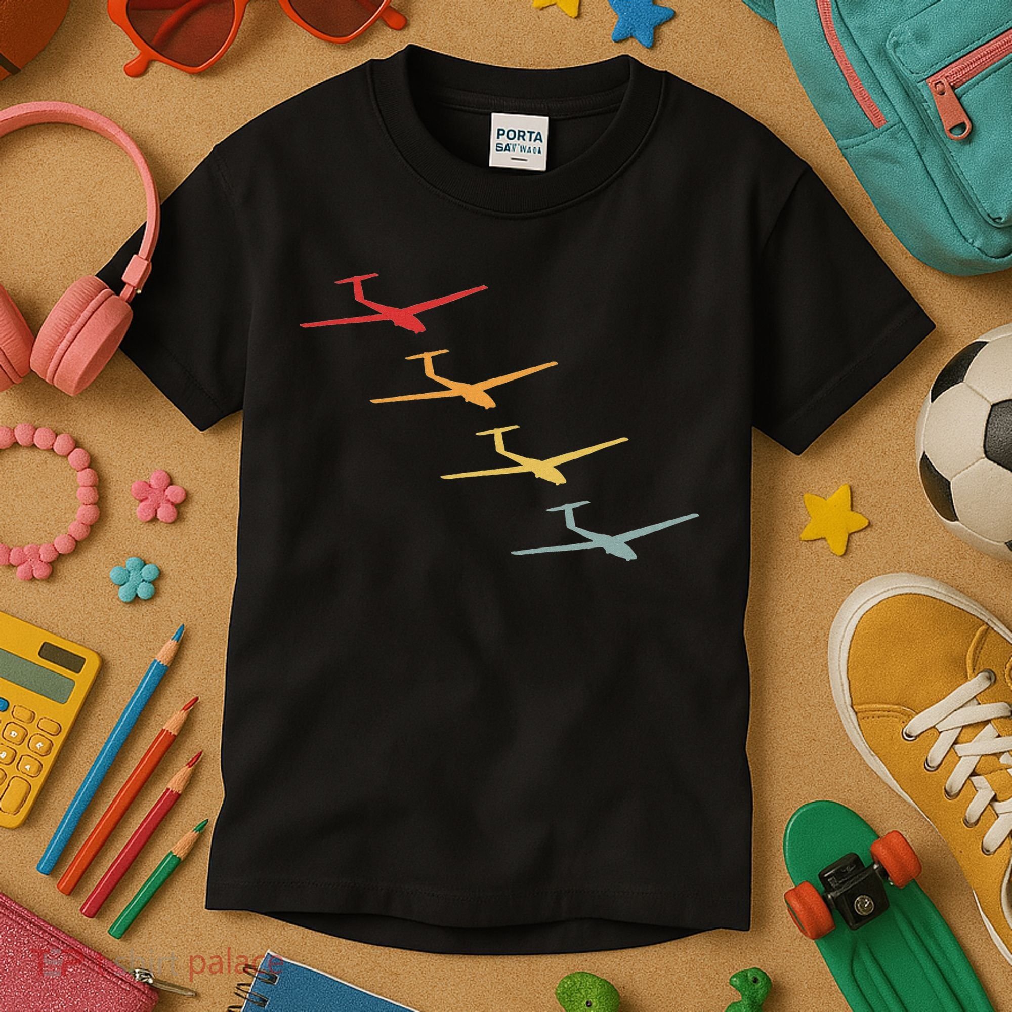 Glider Gliding Plane Retro Sailplane Flying Pilot Aviation Kids T-Shirt