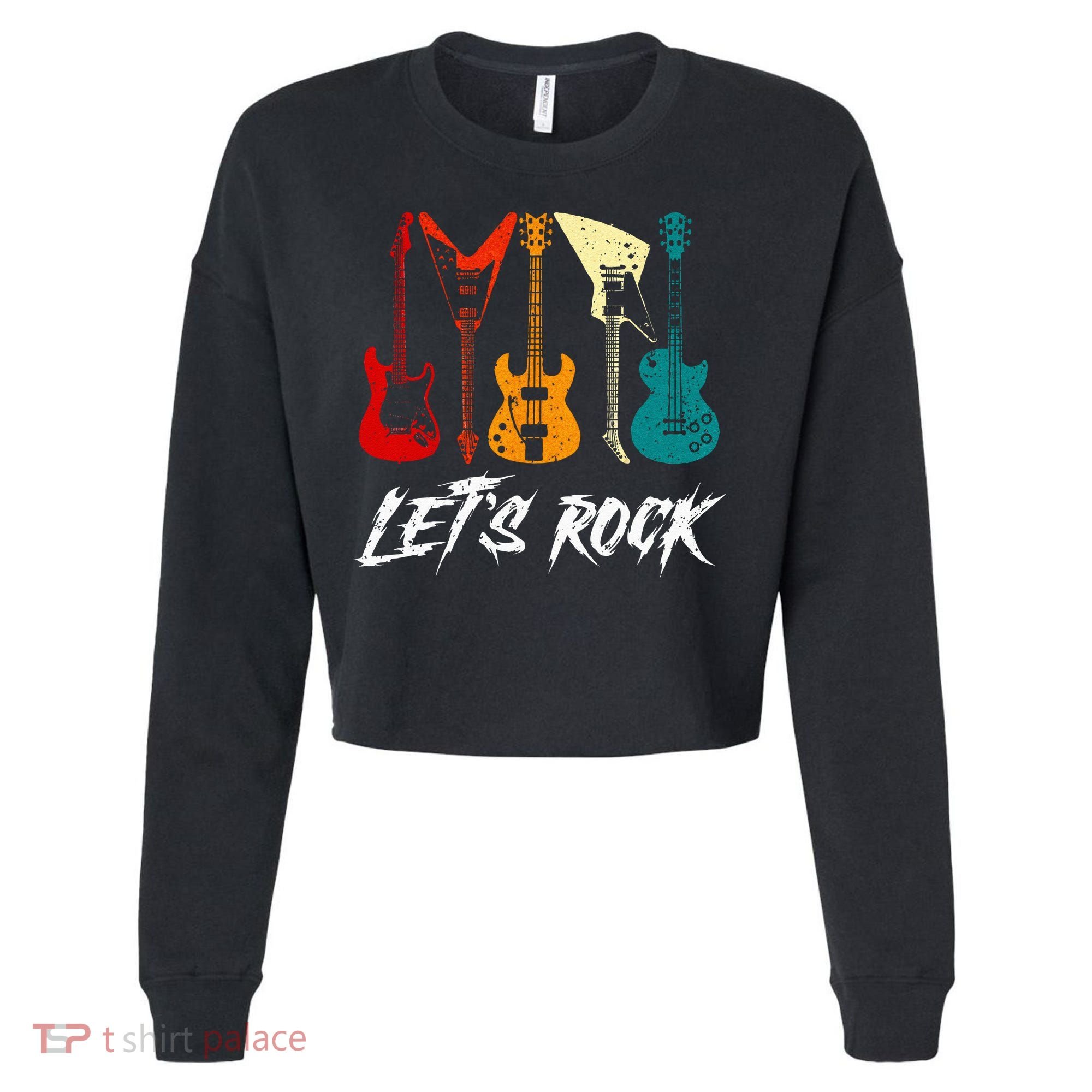 Guitarist Guitar Player Rock Music Lover Guitar Cropped Pullover Crew
