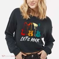 Guitarist Guitar Player Rock Music Lover Guitar Cropped Pullover Crew thumb 2