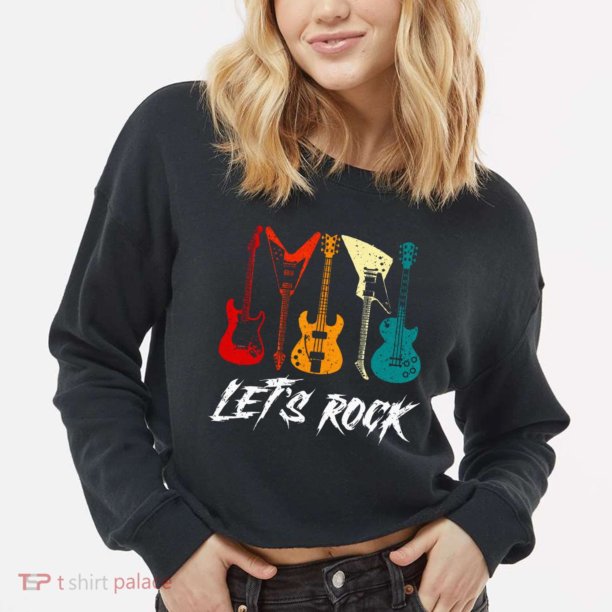 Guitarist Guitar Player Rock Music Lover Guitar Cropped Pullover Crew
