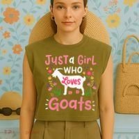 Goats Goat Rancher Farm Garment-Dyed Women's Muscle Tee thumb 4