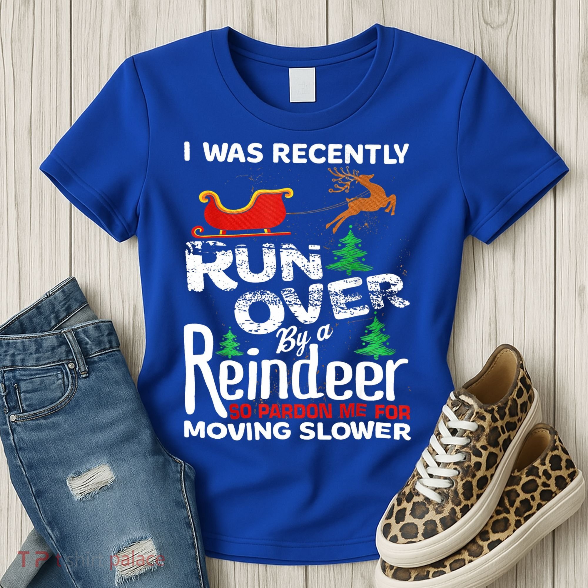 Grandma Got Run Over By A Reindeer Christmas So Pardon Me Gift Women's T-Shirt